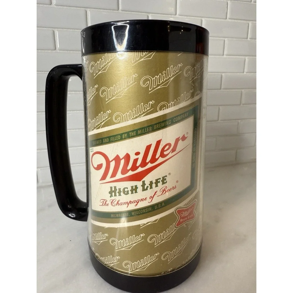 Vintage Miller High‎ Life Beer Plastic Thermo-Serv Stein Mug Champagne Of Beers